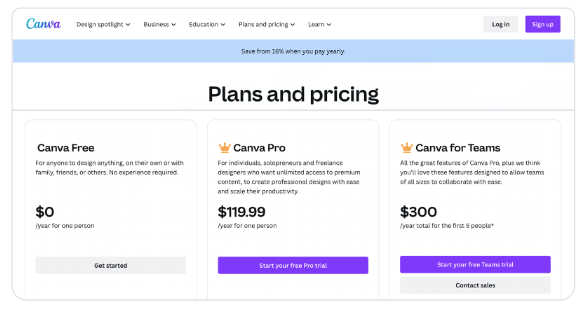 Product Pricing Plans at Canva 2